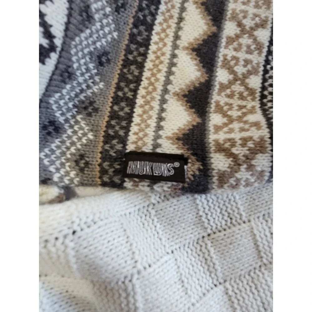 MUK LUKS Women's Ivory Fair Isle Reversible Scarf Infinity Checkered